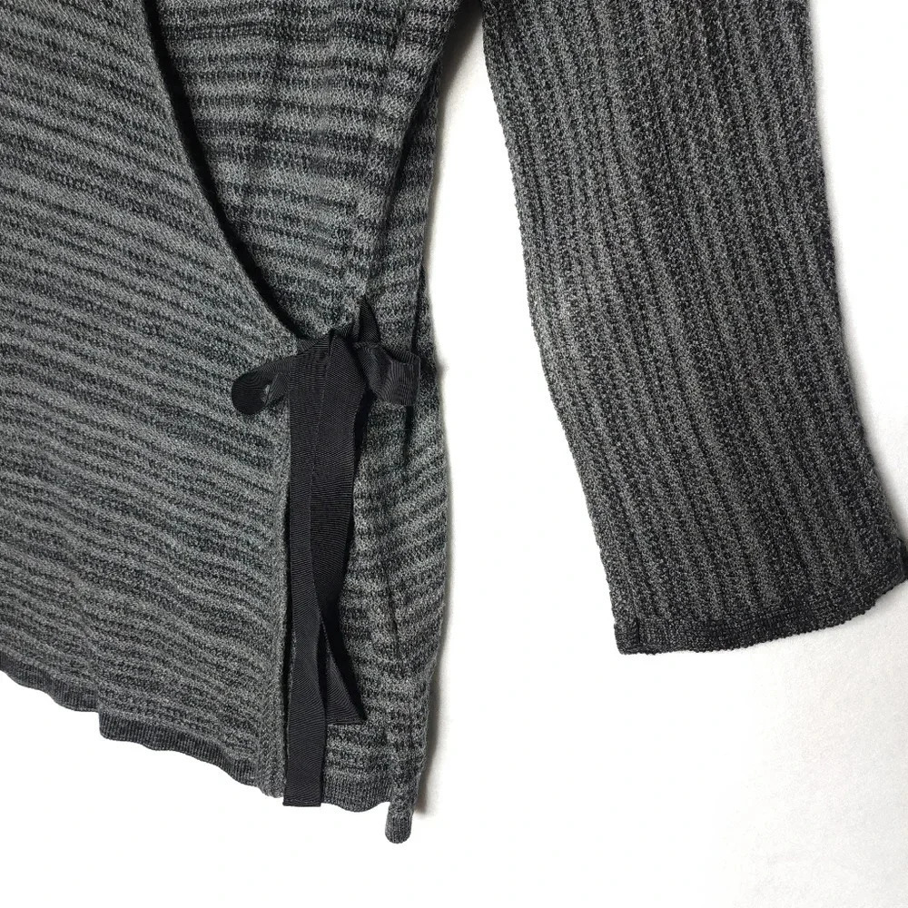Eileen Fisher Striped Lightweight Knit Wrap Top Dolman Sleeves - Picture 2 of 7